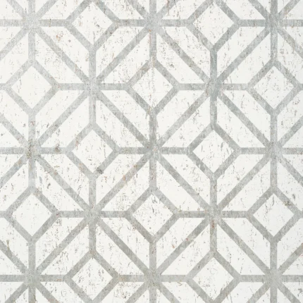 Thibaut MAMORA TRELLIS CORK wallpaper in White on Silver