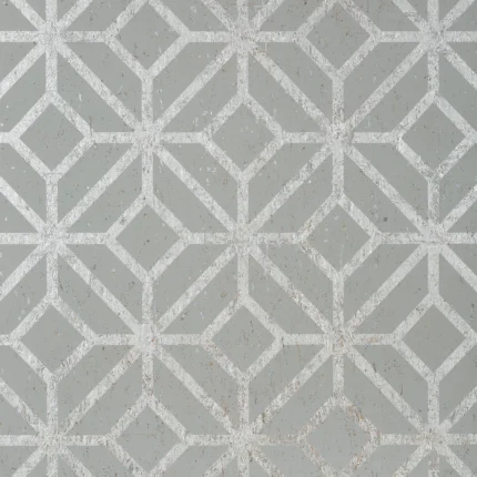 Thibaut MAMORA TRELLIS CORK wallpaper in Grey on Metallic Silver