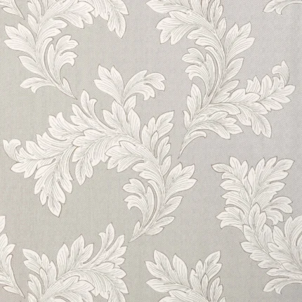 Thibaut ELAND ACANTHUS wallpaper in Grey on Metallic Silver