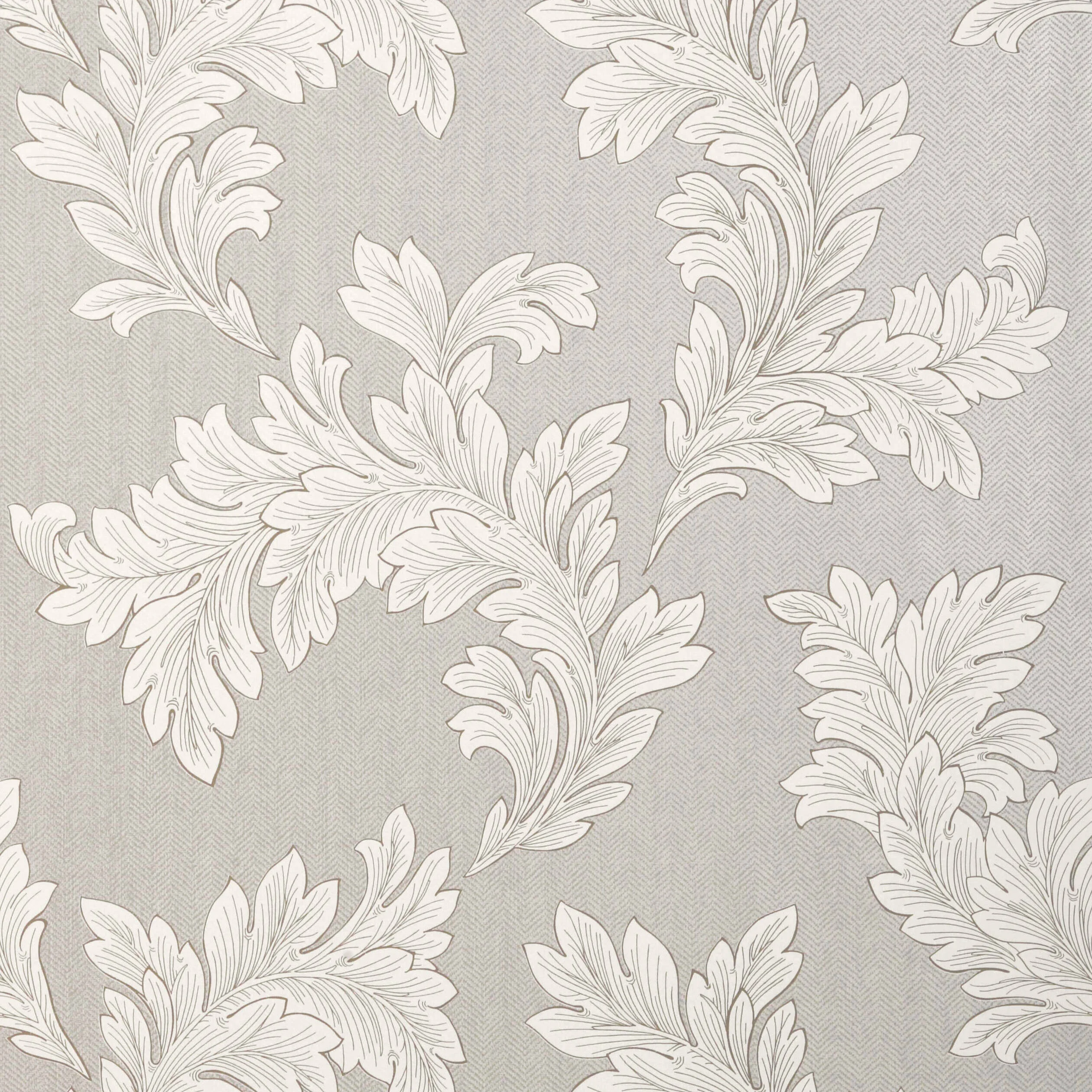 Thibaut ELAND ACANTHUS wallpaper in Grey on Metallic Silver