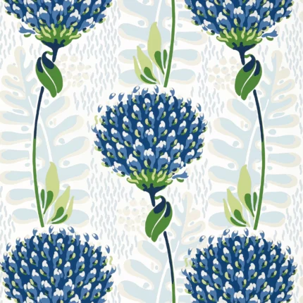 Thibaut TIVERTON Blue and Green Ceylon Wallpaper T10650