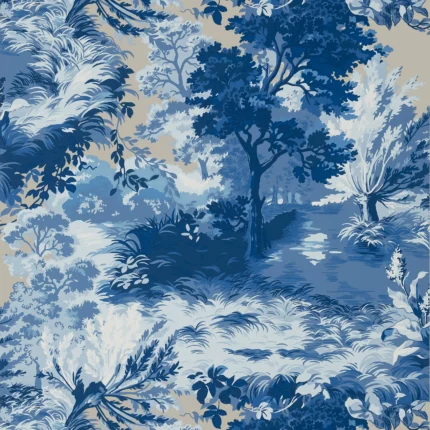 Thibaut LINCOLN TOILE wallpaper in Blue and Flax