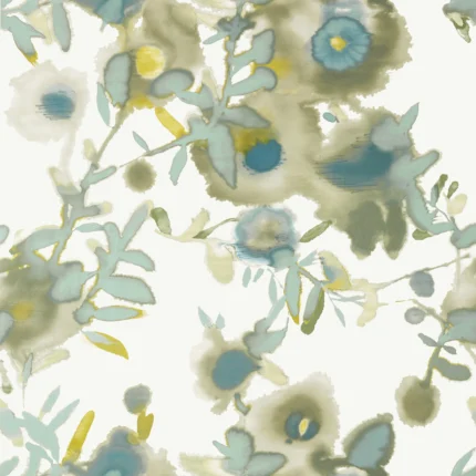 Thibaut OPEN SPACES Beige and Teal Summer House Wallpaper T13085