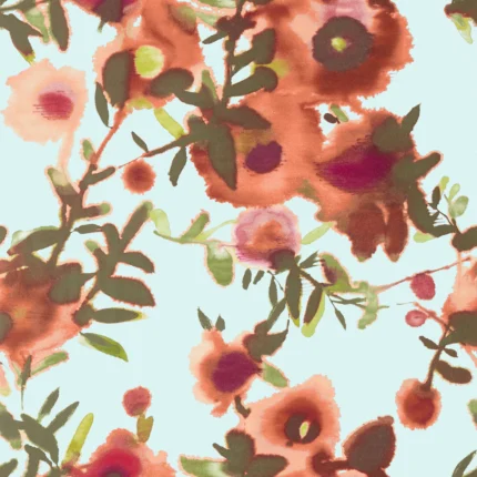 Thibaut OPEN SPACES Aqua and Coral Summer House Wallpaper T13086