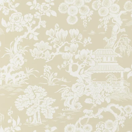 Thibaut JAPANESE GARDEN Beige Pavilion Wallpaper T13300