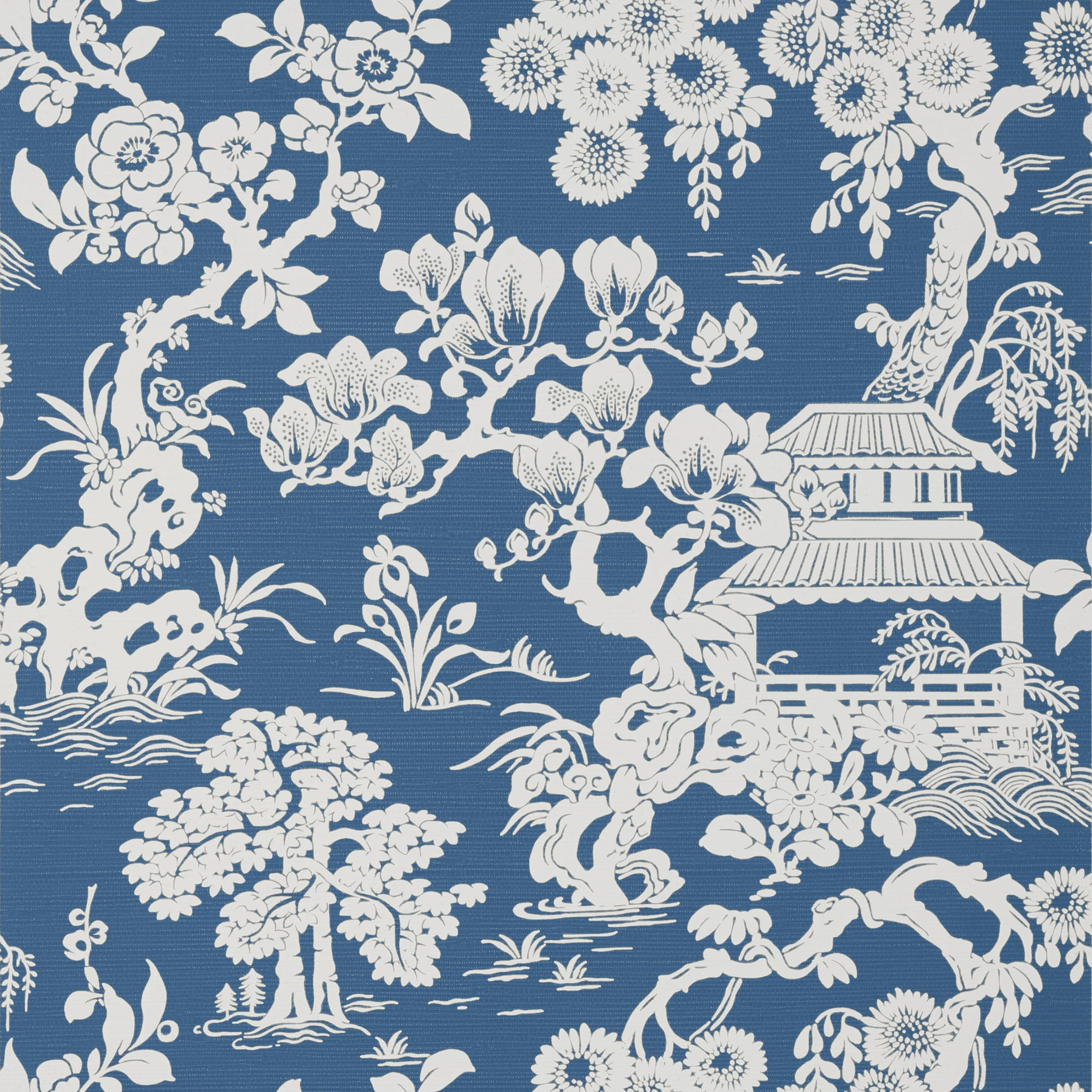 Thibaut JAPANESE GARDEN Wallpaper in Wedgewood (T13306) Thibaut JAPANESE GARDEN Wedgewood Pavilion Wallpaper T13306