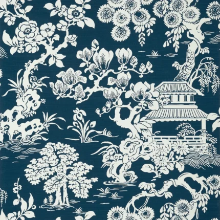Thibaut JAPANESE GARDEN wallpaper in Navy