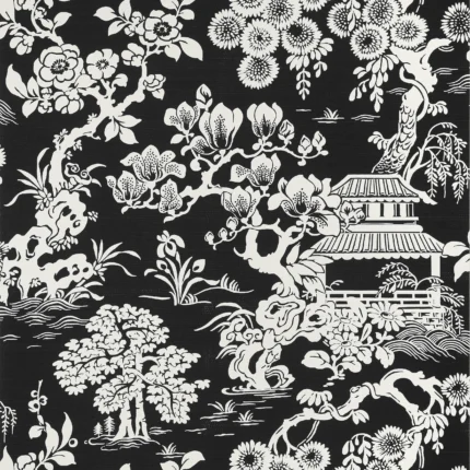 Thibaut JAPANESE GARDEN wallpaper in Black