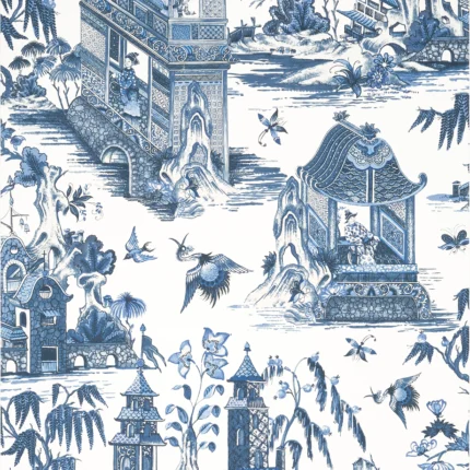 Thibaut GRAND PALACE wallpaper in Blue and White