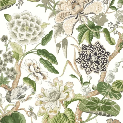 Thibaut HILL GARDEN wallpaper in White and Green