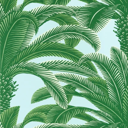 Thibaut QUEEN PALM Green and Blue Palm Grove Wallpaper T13908
