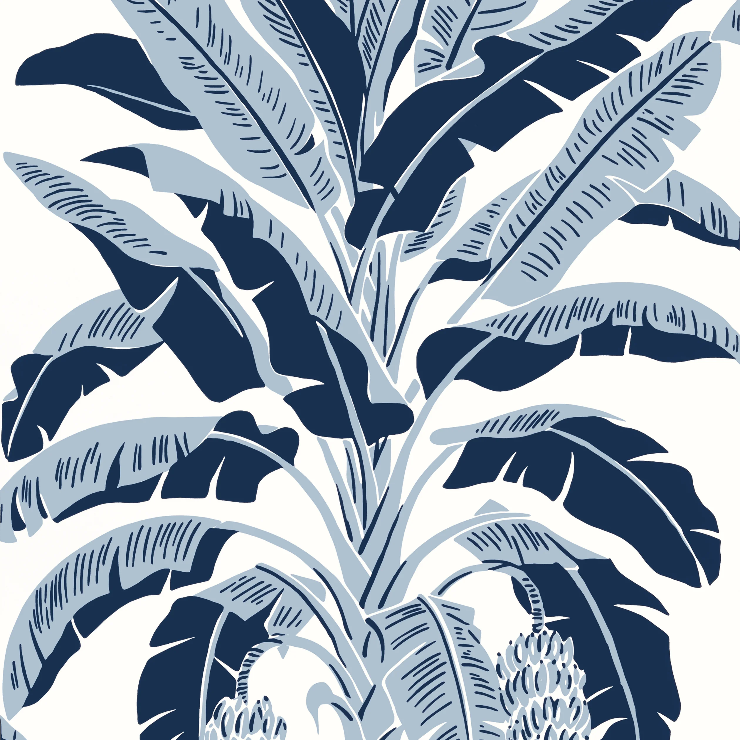 Thibaut BANANA TREE Wallpaper in Navy (T13915) Thibaut BANANA TREE Navy Palm Grove Wallpaper T13915