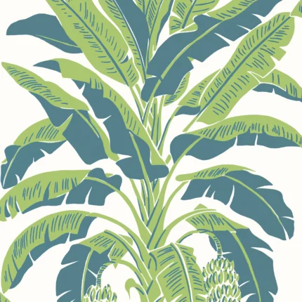 Thibaut BANANA TREE wallpaper in Green and Blue