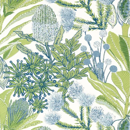 Thibaut PROTEA Green and Blue Palm Grove Wallpaper T13923