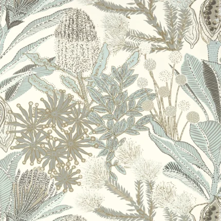 Thibaut PROTEA wallpaper in Neutral and Spa Blue