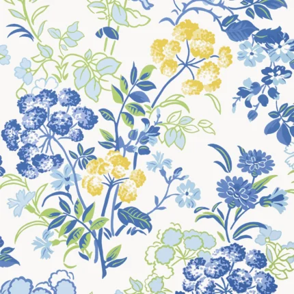 Thibaut SPRING GARDEN wallpaper in Blue and White