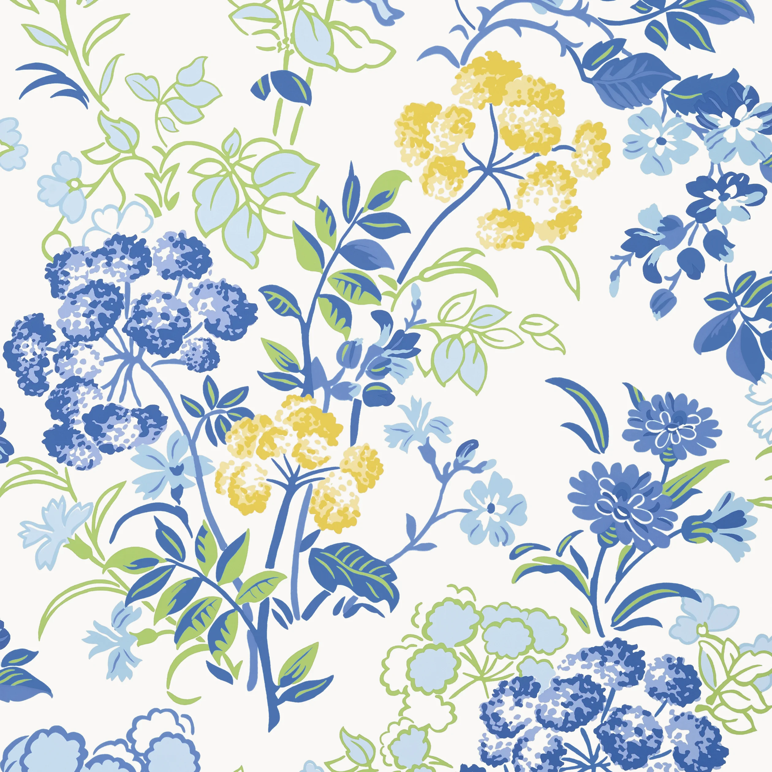 Thibaut SPRING GARDEN Wallpaper in Blue and White (T14336) Thibaut SPRING GARDEN wallpaper in Blue and White