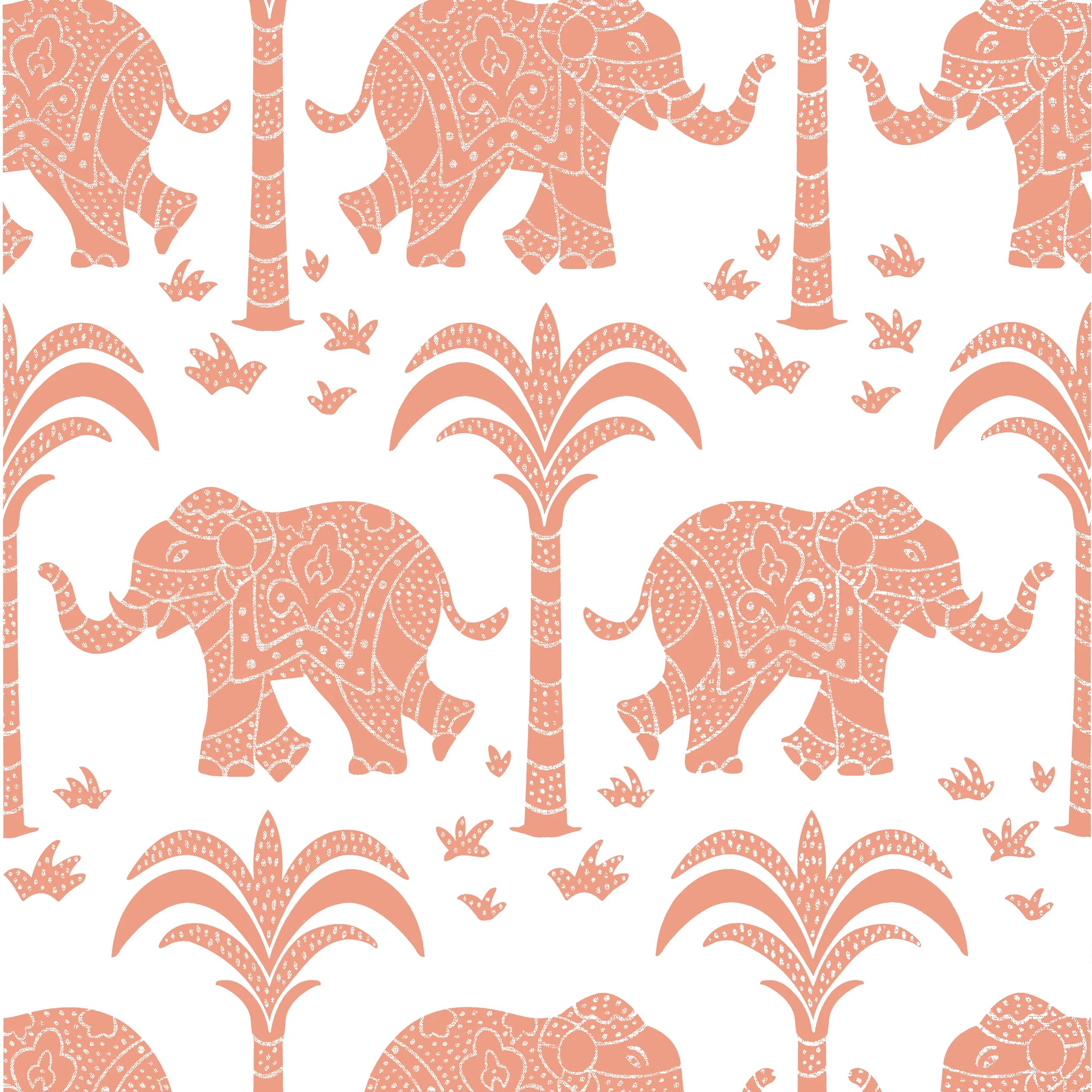 Thibaut ELEPHANT Wallpaper in Coral (T16203) Thibaut ELEPHANT wallpaper in Coral