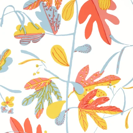 Thibaut MATISSE LEAF wallpaper in Coral and Yellow