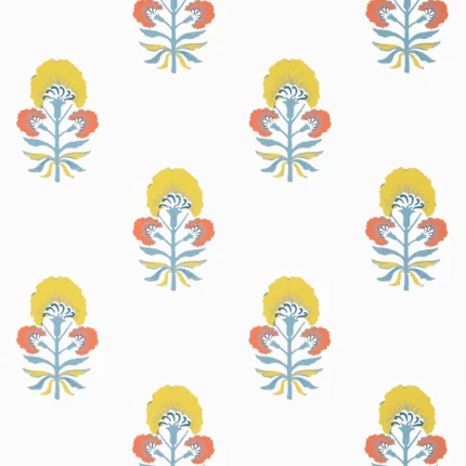 Thibaut TYBEE BUD wallpaper in Coral and Yellow