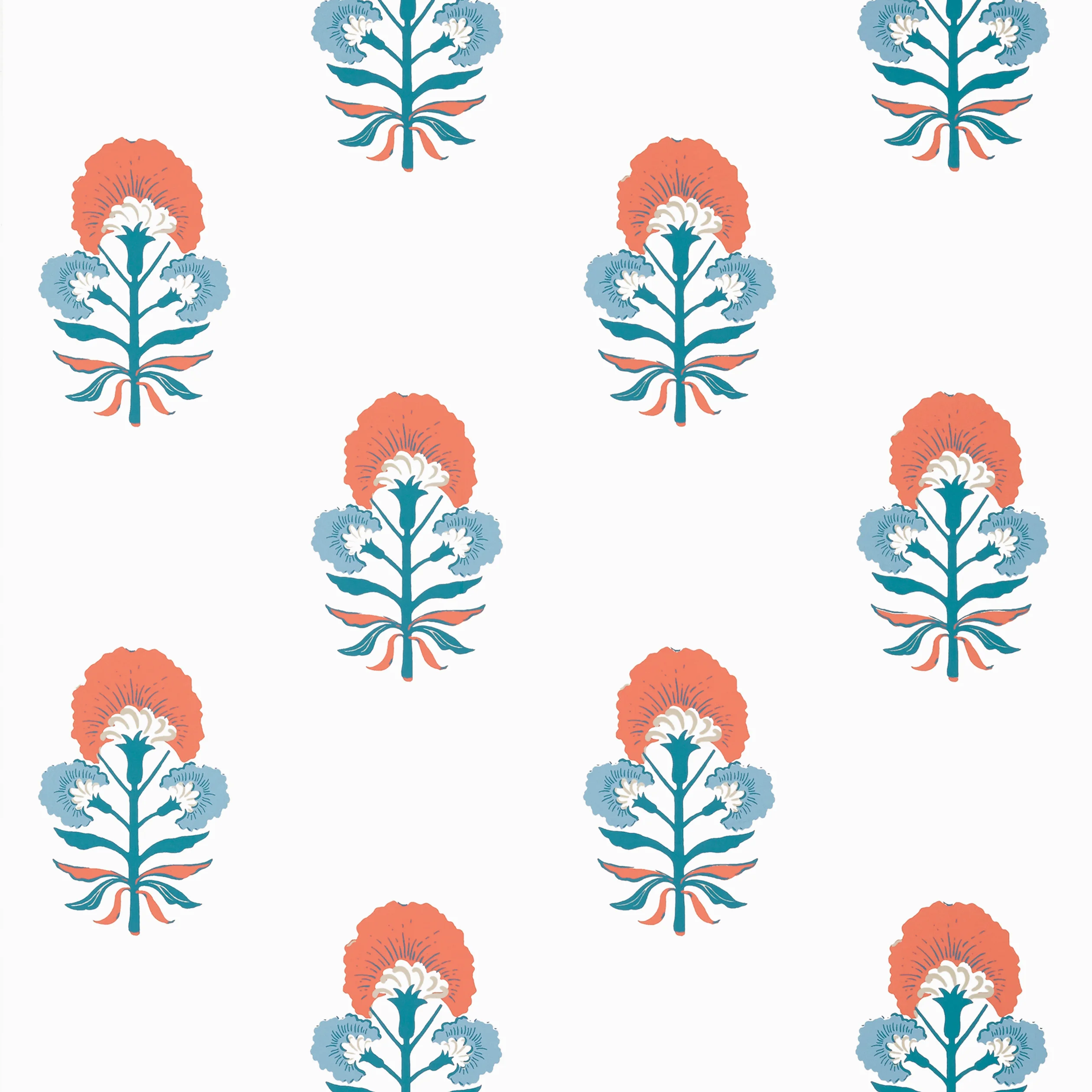 Thibaut TYBEE BUD Wallpaper in French Blue and Coral (T16213) Thibaut TYBEE BUD wallpaper in French Blue and Coral