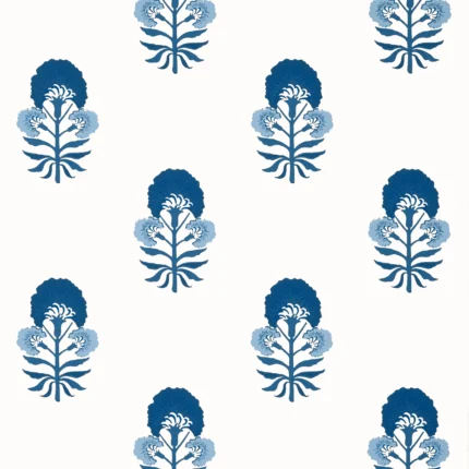 Thibaut TYBEE BUD wallpaper in Blue and White