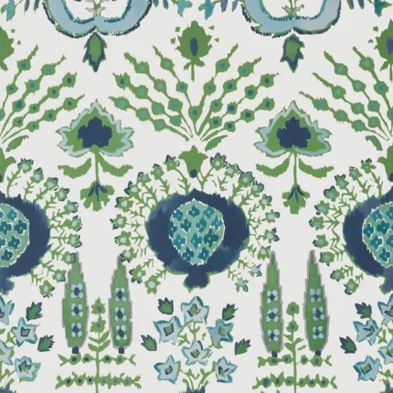 Thibaut MENDOZA SUZANI wallpaper in Blue and Green on White