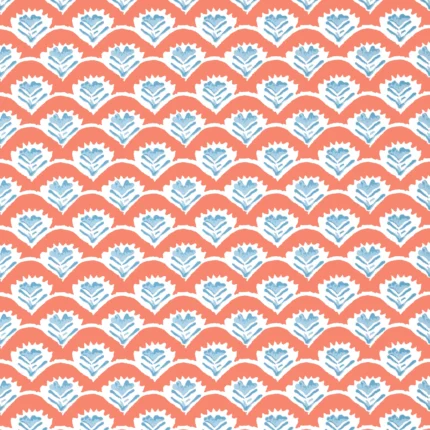 Thibaut EMILY wallpaper in Coral and Blue