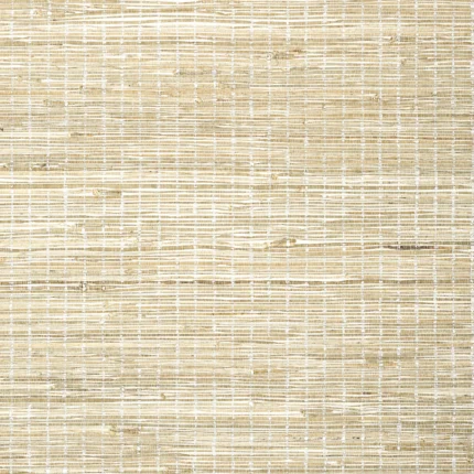 Thibaut SUTTON STRIPE White on Natural Grasscloth Resource Wallpaper T24087