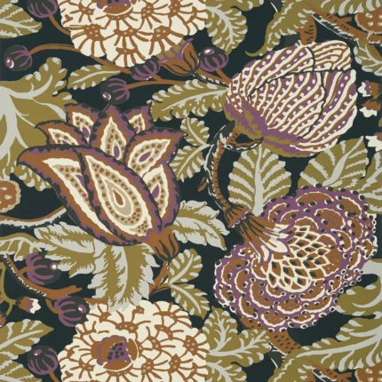 Thibaut MITFORD wallpaper in Black and Plum