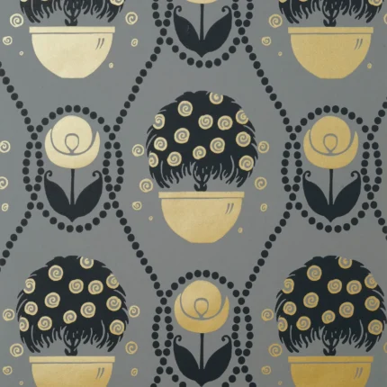 Thibaut RENE wallpaper in Metallic Gold on Charcoal