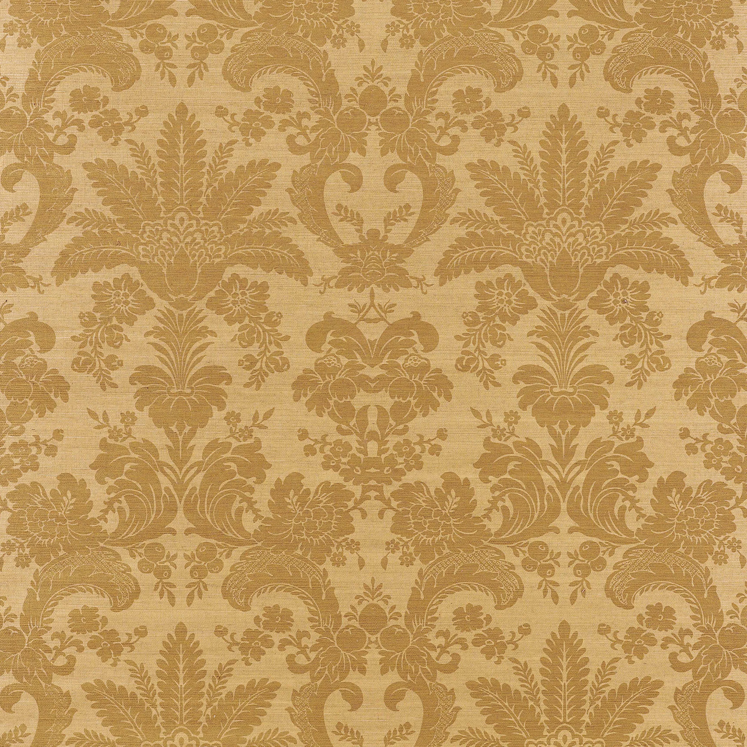 Thibaut WEST INDIES DAMASK wallpaper in Metallic Gold on Camel