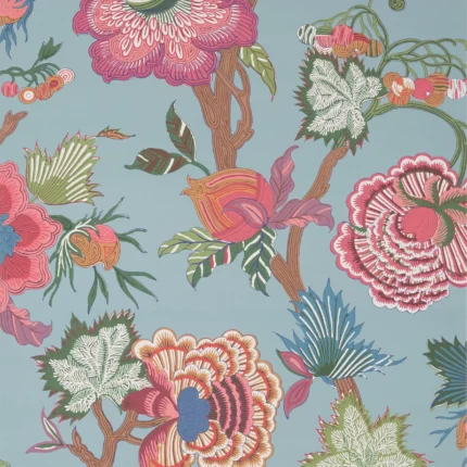 Thibaut INDIENNE JACOBEAN wallpaper in Raspberry and Teal