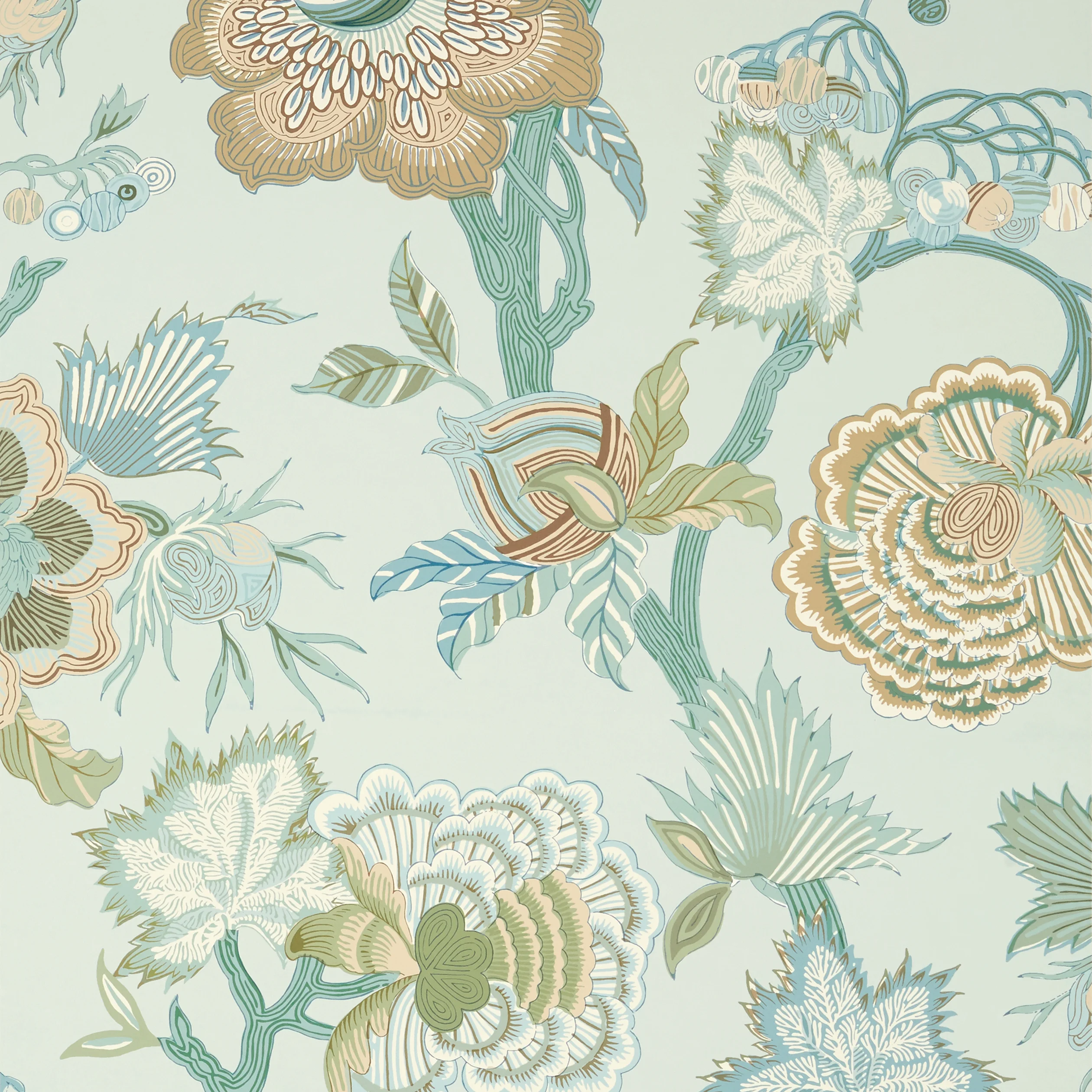 Thibaut INDIENNE JACOBEAN Wallpaper in Seaglass and Gold (T36417) Thibaut INDIENNE JACOBEAN wallpaper in Seaglass and Gold
