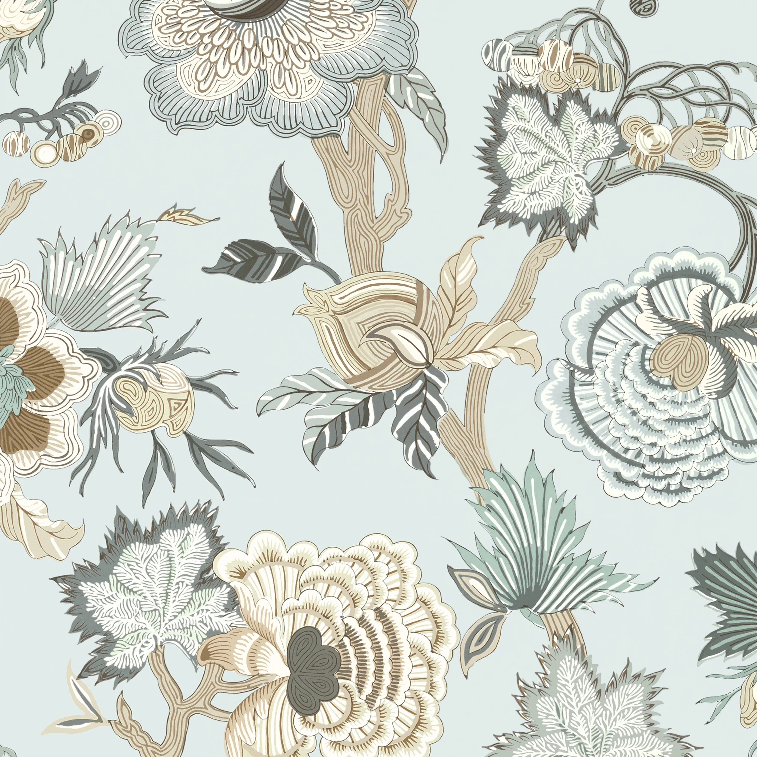 Thibaut INDIENNE JACOBEAN Wallpaper in Robin's Egg (T36420) Thibaut INDIENNE JACOBEAN wallpaper in Robin's Egg