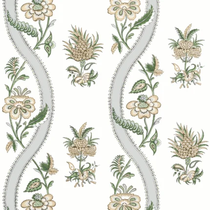 Thibaut RIBBON FLORAL wallpaper in Green