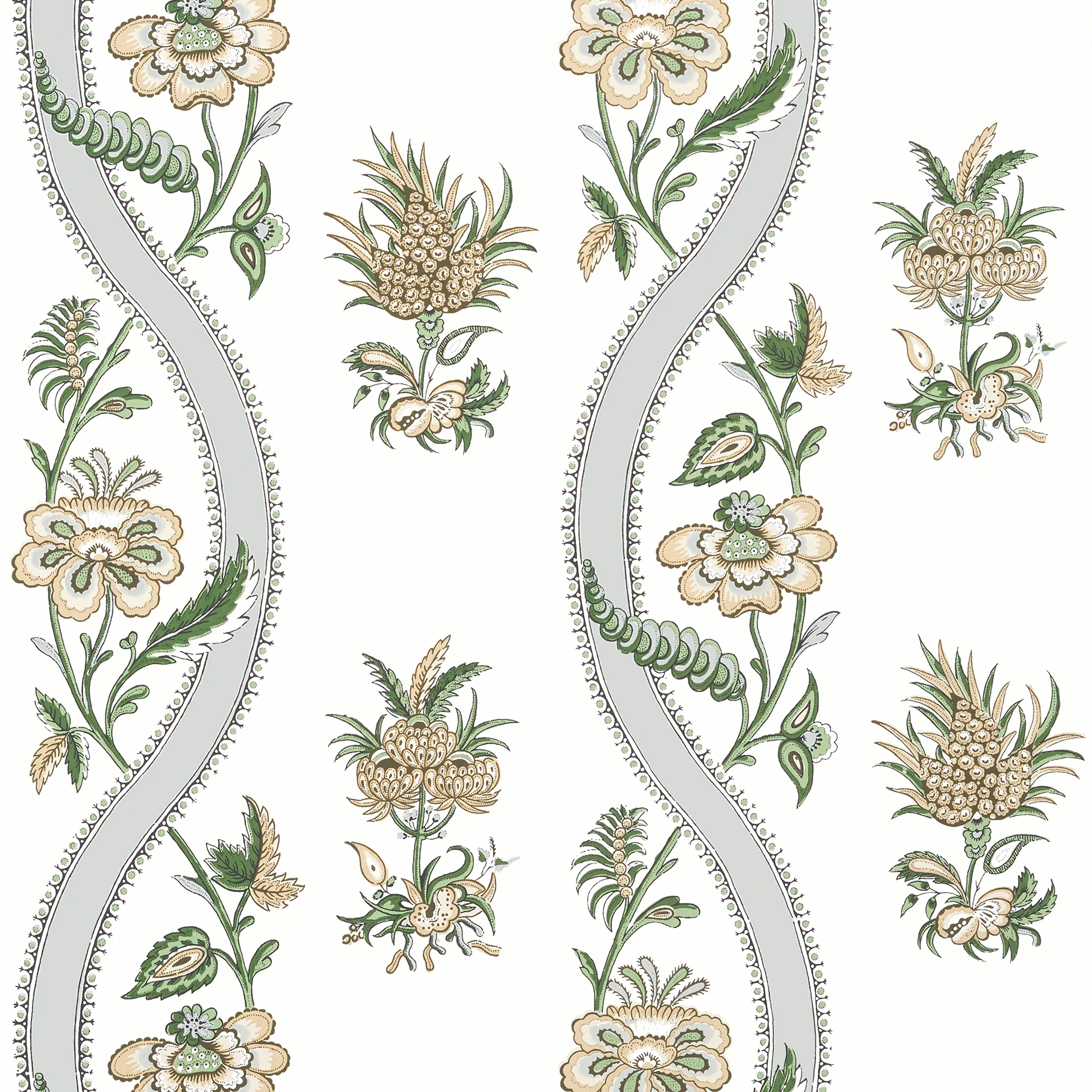 Thibaut RIBBON FLORAL Wallpaper in Green (T36421) Thibaut RIBBON FLORAL wallpaper in Green