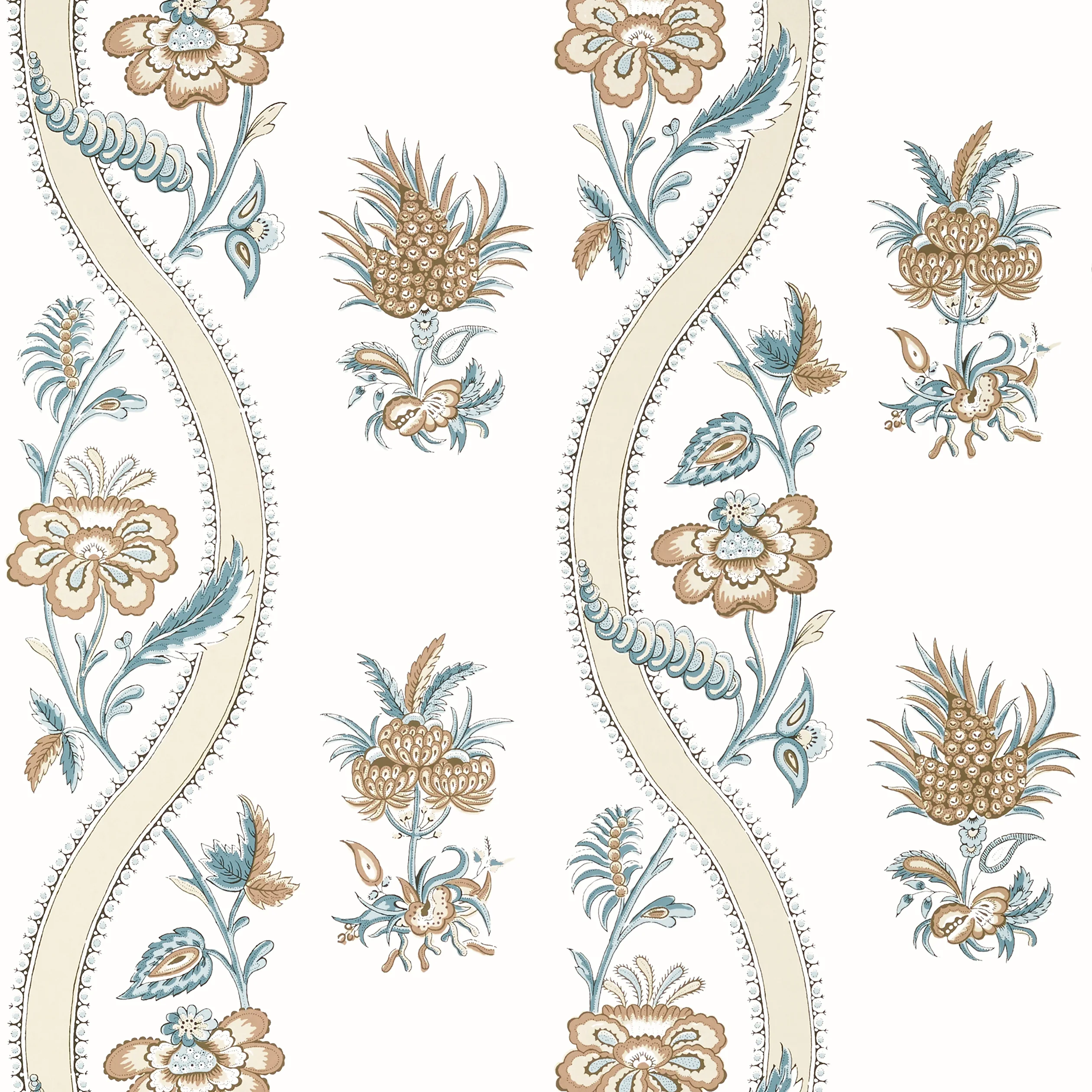 Thibaut RIBBON FLORAL Wallpaper in Beige and Spa Blue (T36425) Thibaut RIBBON FLORAL wallpaper in Beige and Spa Blue