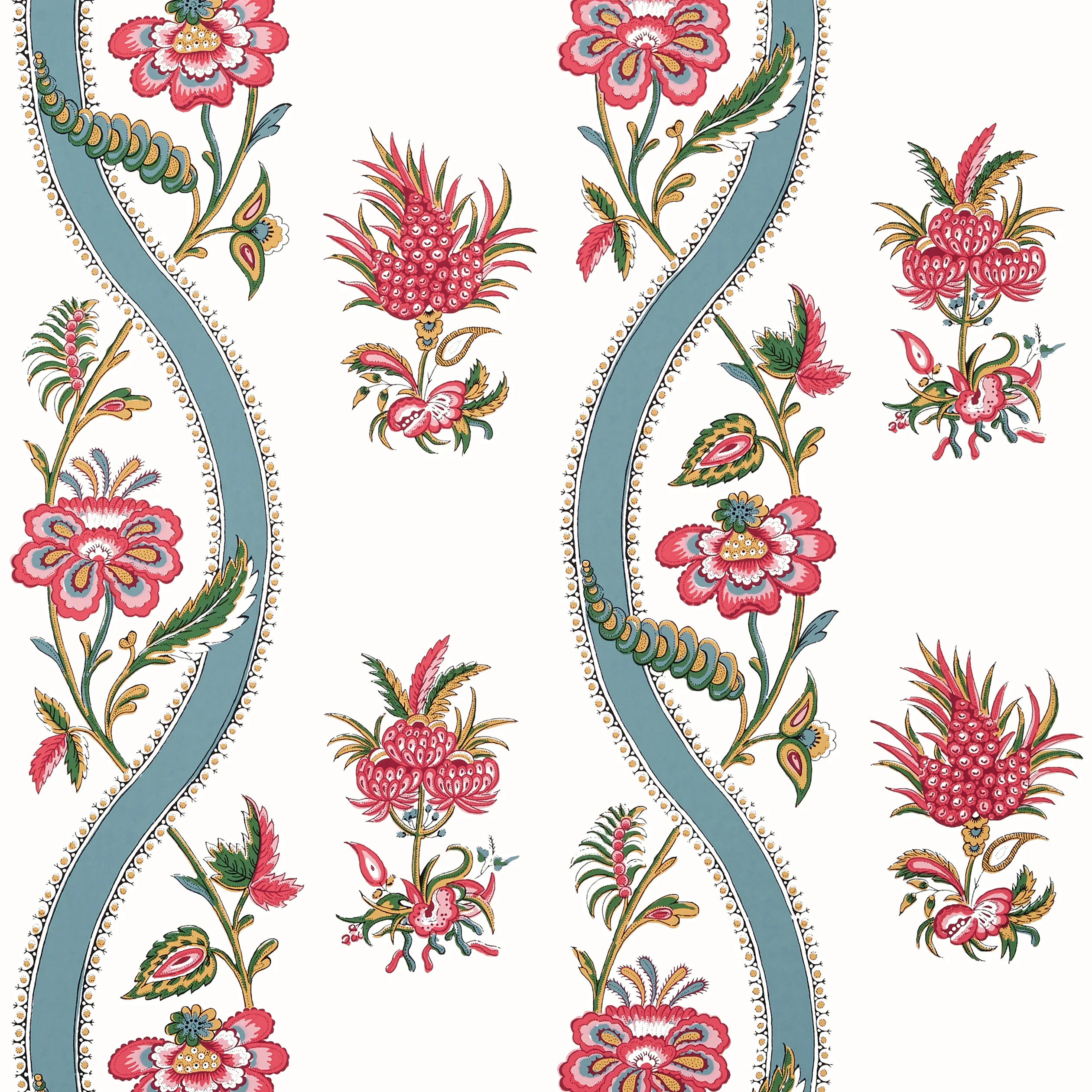 Thibaut RIBBON FLORAL Wallpaper in Raspberry and Teal (T36426) Thibaut RIBBON FLORAL wallpaper in Raspberry and Teal
