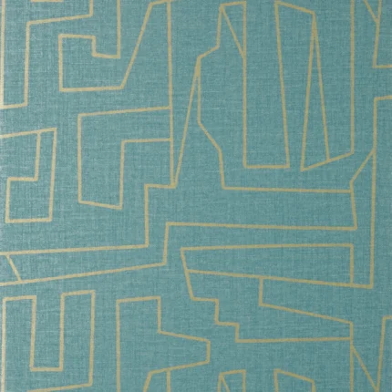 Thibaut MATRIX Metallic Gold and Teal Modern Resource Wallpaper T41032