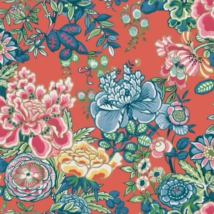 Thibaut PEONY GARDEN wallpaper in Coral