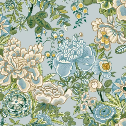 Thibaut PEONY GARDEN Spa Blue Sojourn Wallpaper T42020