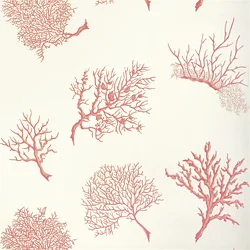 Thibaut CORAL GABLES wallpaper in Coral on White