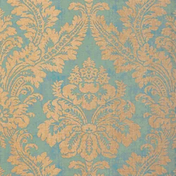 Thibaut ARGENTINA DAMASK wallpaper in Metallic Gold on Blue