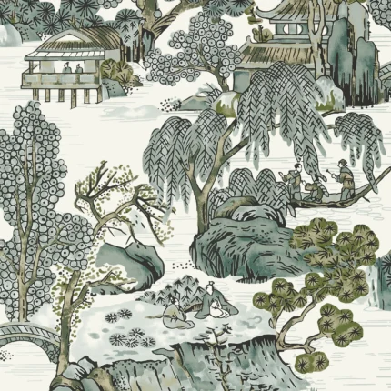 Thibaut ASIAN SCENIC wallpaper in Grey