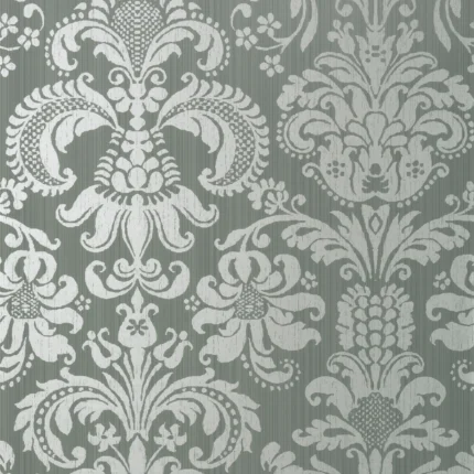 Thibaut ASHLEY wallpaper in Metallic Silver on Grey