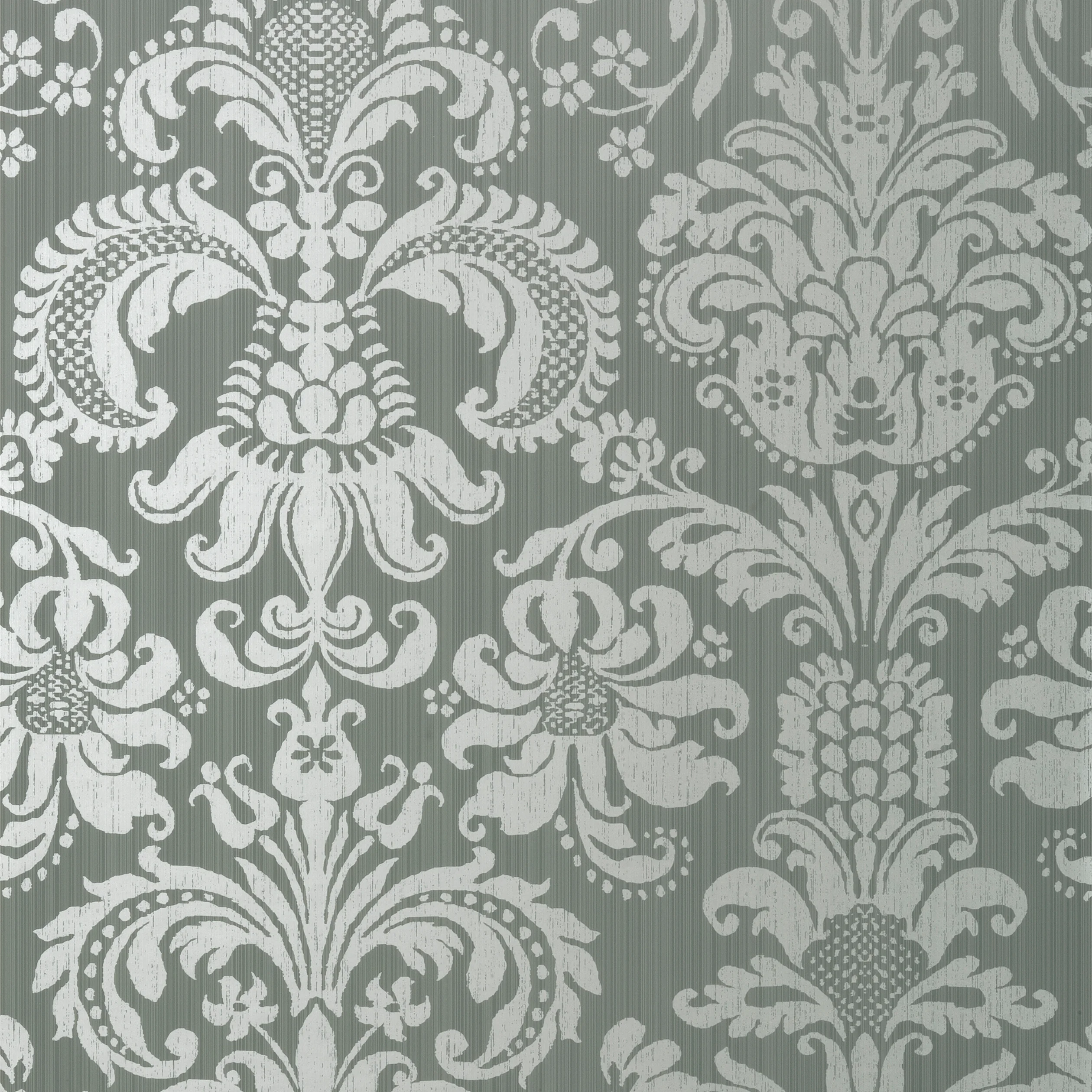 Thibaut ASHLEY wallpaper in Metallic Silver on Grey