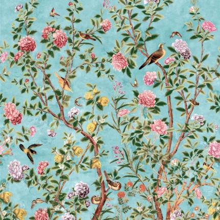Thibaut JARDIN BLOOM MURAL wallpaper in Turquoise