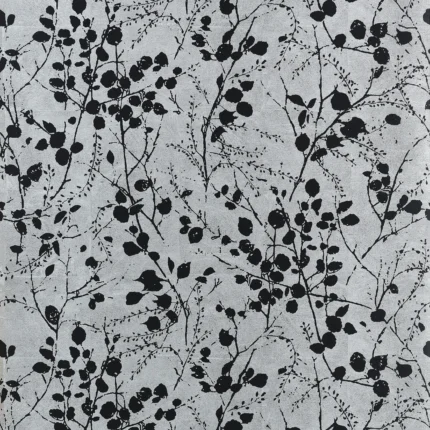 Thibaut KATAMARI BUD WIDE WIDTH wallpaper in Silver and Black
