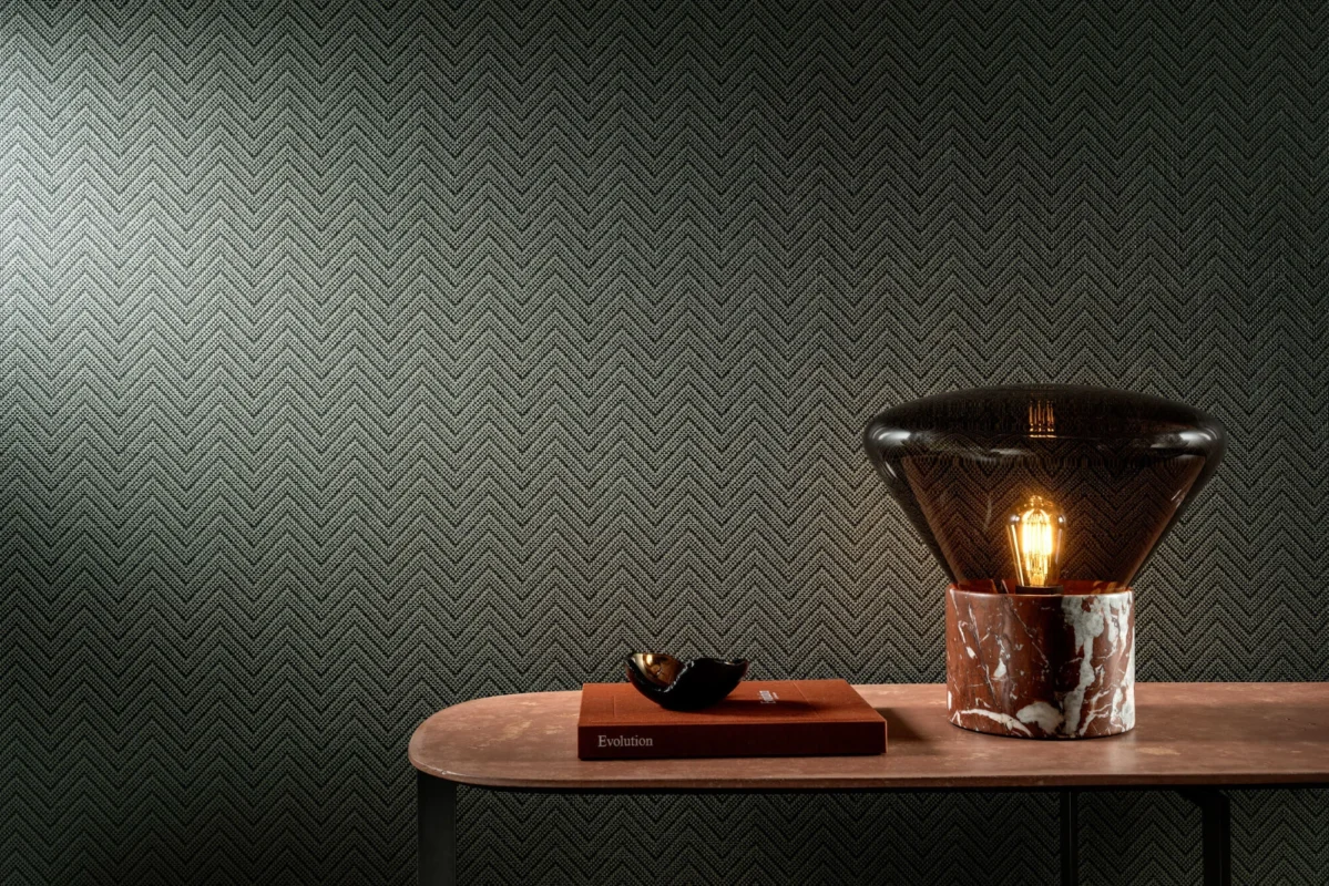 Amaranth wallcovering, shown in 67596